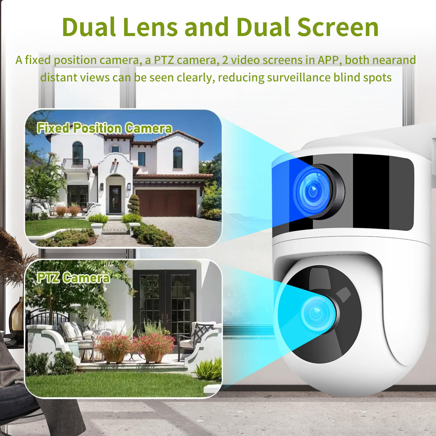 ORANGLES 4MP Dual Lens Tuya WiFi Outdoor Camera – Auto Tracking & Two‑Way Audio - detailed closeup view - illustrating benefits - Image 3 of 5 | created for all | Shop 4MP Dual Lens Tuya WiFi Outdoor Camera – Auto Tracking & Two‑Way Audio North Carolina | Free Shipping ORANGLES