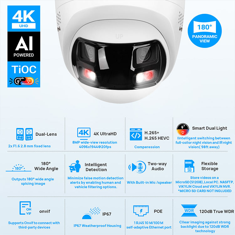 ORANGLES 4K 8MP Dual‑Lens POE Turret Camera – AI Detection & Active Deterrence - high resolution display - exposing craftsmanship - Image 2 of 4 | built for everyone | 4K 8MP Dual‑Lens POE Turret Camera – AI Detection & Active Deterrence for sale Georgia | Free Shipping ORANGLES