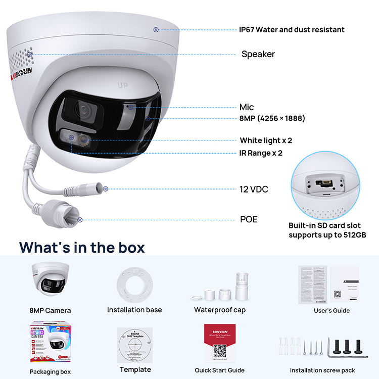 ORANGLES 4K 8MP Dual‑Lens POE Turret Camera – AI Detection & Active Deterrence - detailed closeup view - illustrating benefits - Image 3 of 4 | created for all | Shop 4K 8MP Dual‑Lens POE Turret Camera – AI Detection & Active Deterrence North Carolina | Free Shipping ORANGLES