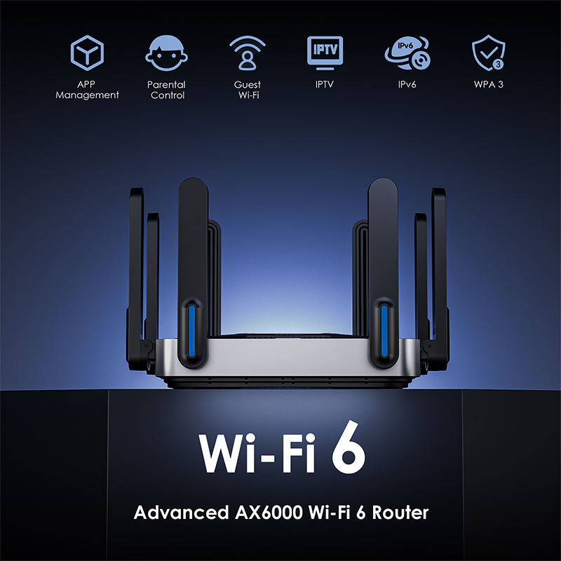 ORANGLES WiFi 6 Router WAVlink AX6000 Mesh Dual Band with 8 Antennas for Home Use - full product showcase - displaying specifications - Image 5 of 5 | adapts to any space | WiFi 6 Router WAVlink AX6000 Mesh Dual Band with 8 Antennas for Home Use deal New Jersey | Free Shipping ORANGLES