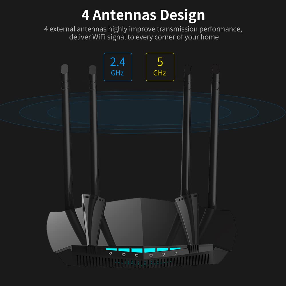 ORANGLES WiFi Router Wireless Access Point Dual Band 2.4G 5G with External Antennas - full product showcase - displaying specifications - Image 5 of 5 | adapts to any space | WiFi Router Wireless Access Point Dual Band 2.4G 5G with External Antennas deal New Jersey | Free Shipping ORANGLES