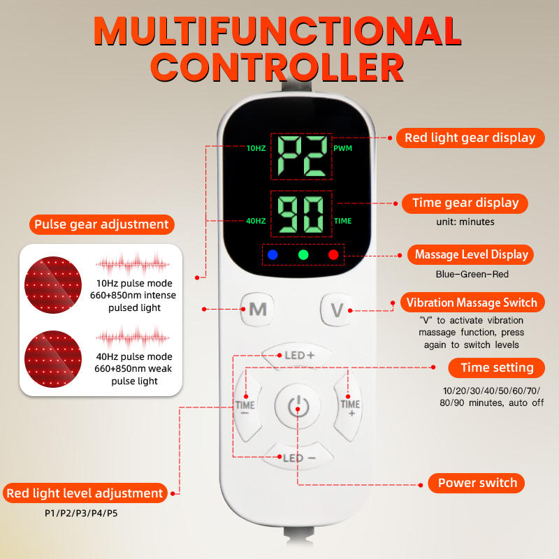ORANGLES Knee Brace Red Light Therapy Heated Vibration Support for Pain Relief and Recovery - angled perspective - presenting advantages - Image 4 of 6 | fits any environment | Purchase Knee Brace Red Light Therapy Heated Vibration Support for Pain Relief and Recovery Michigan | Free Shipping ORANGLES