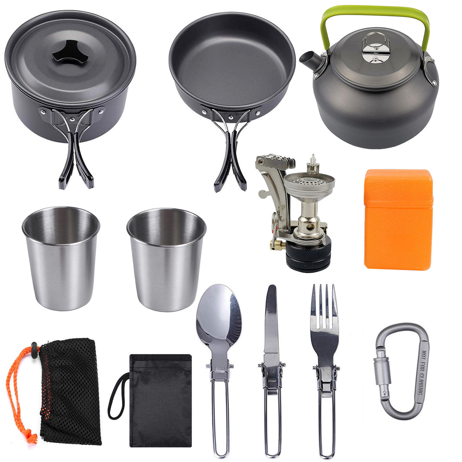 ORANGLES Camping Cookware Set | 10‑Piece Lightweight Folding Outdoor Aluminum Kitchen Gear - detailed closeup view - illustrating benefits - Image 3 of 4 | created for all | Shop Camping Cookware Set | 10‑Piece Lightweight Folding Outdoor Aluminum Kitchen Gear North Carolina | Free Shipping ORANGLES