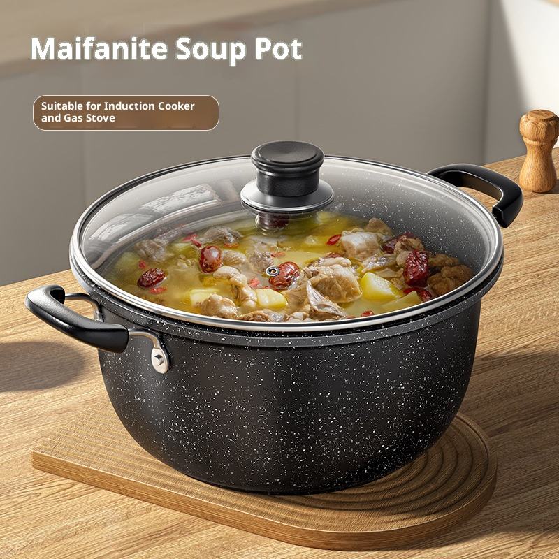 ORANGLES Non Stick Cookware Set | Cast Iron Fryer & Induction Stew Pot with Lid - detailed closeup view - illustrating benefits - Image 3 of 5 | created for all | Shop Non Stick Cookware Set | Cast Iron Fryer & Induction Stew Pot with Lid North Carolina | Free Shipping ORANGLES