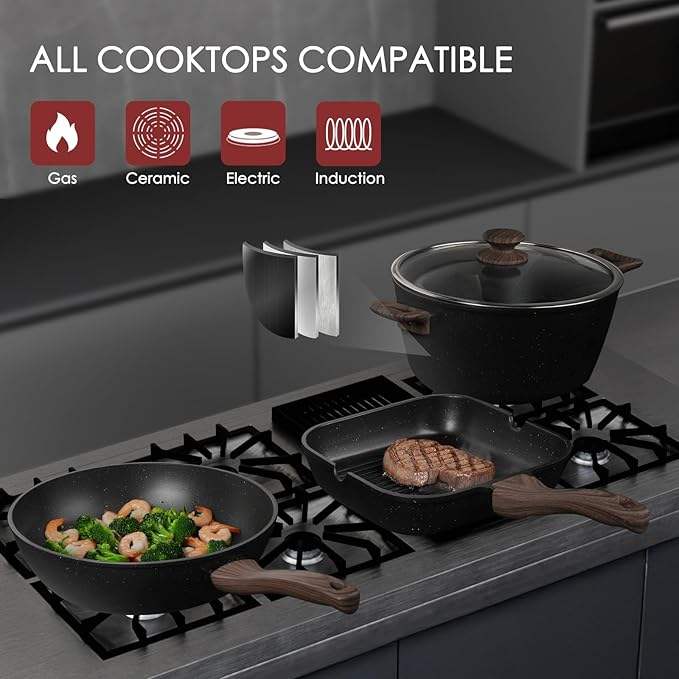 ORANGLES Cooking Set for Camping | 31‑Piece Heavy Duty Non‑Stick Aluminum Cookware - angled perspective - presenting advantages - Image 4 of 6 | fits any environment | Purchase Cooking Set for Camping | 31‑Piece Heavy Duty Non‑Stick Aluminum Cookware Michigan | Free Shipping ORANGLES