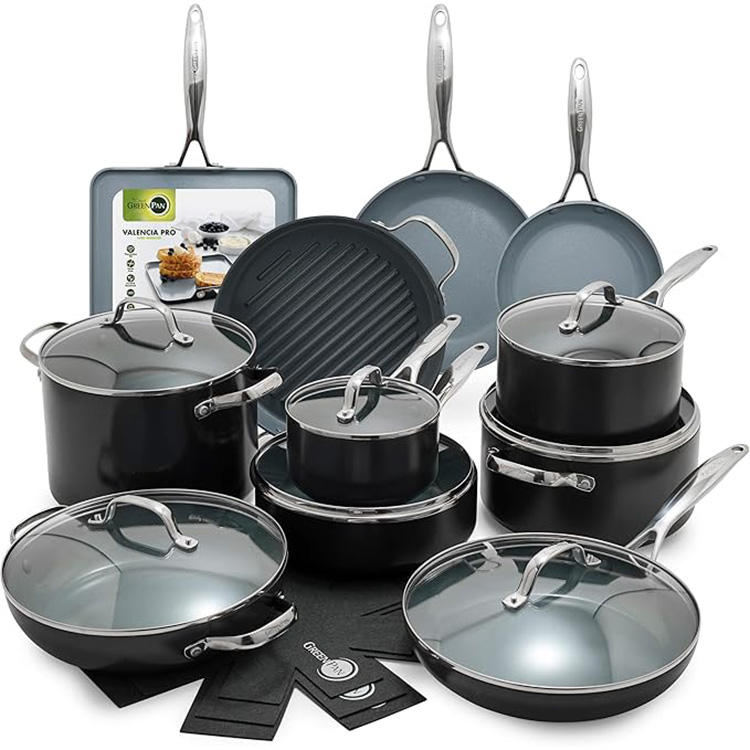 Frying Pan Set | Non‑Stick Induction Ceramic & Stainless Steel Cookware with Lids