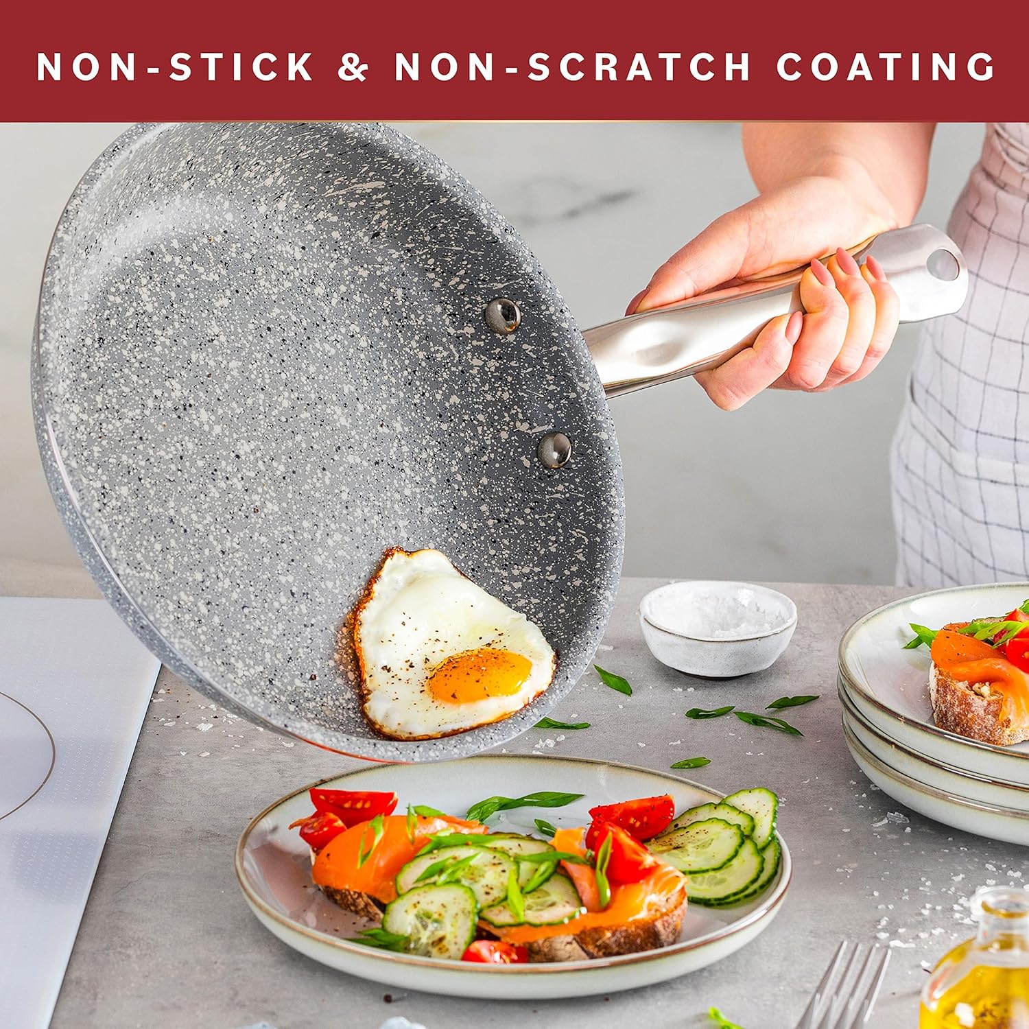 ORANGLES Best Cookware Set | 23‑Piece Granite Non‑Stick Induction Pots & Pans - elegant presentation - exhibiting components - Image 6 of 6 | ideal for home | Discount on Best Cookware Set | 23‑Piece Granite Non‑Stick Induction Pots & Pans Virginia | Free Shipping ORANGLES