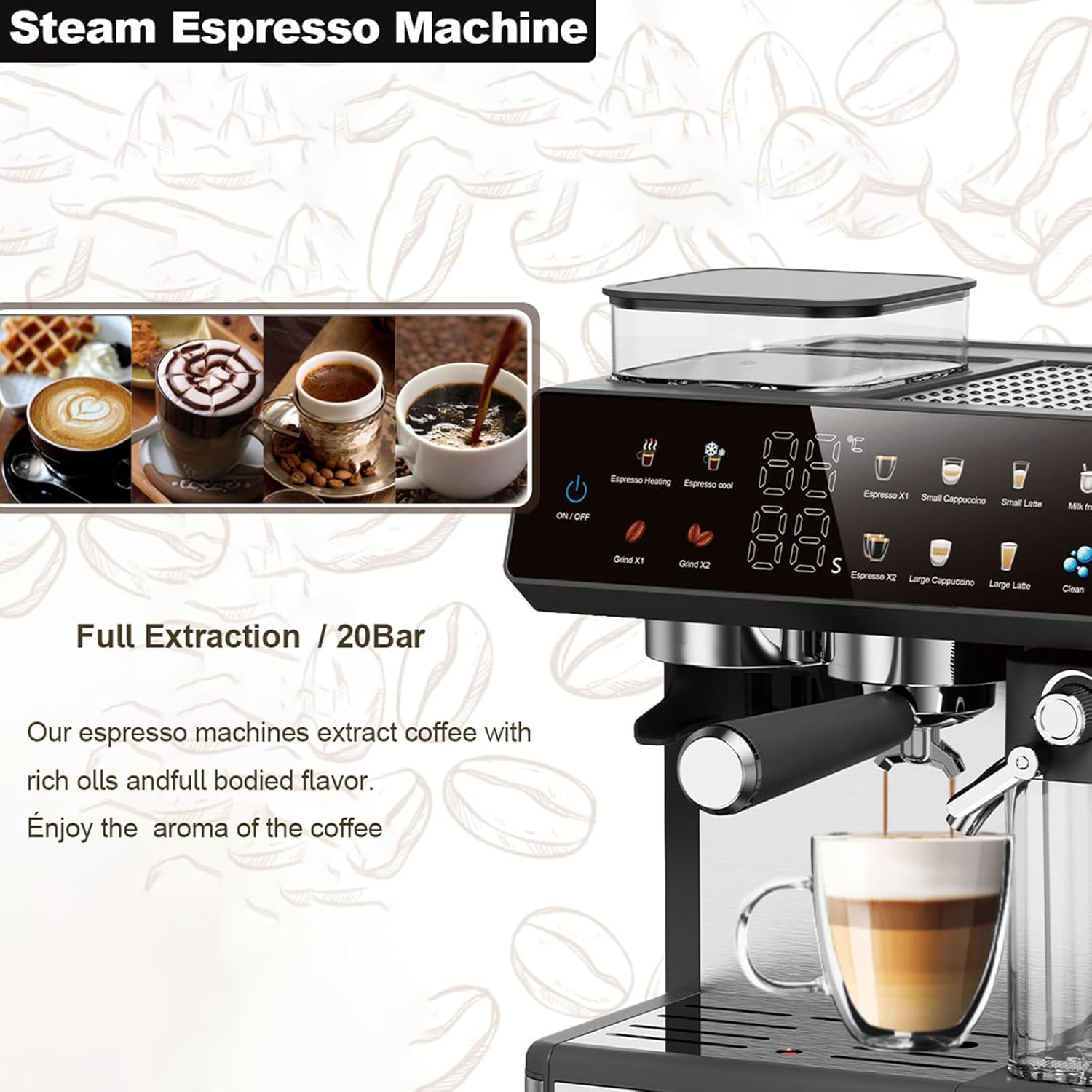 ORANGLES Automatic Coffee Machine | Italian‑Style Smart Grinder & Milk System - angled perspective - presenting advantages - Image 4 of 6 | fits any environment | Purchase Automatic Coffee Machine | Italian‑Style Smart Grinder & Milk System Michigan | Free Shipping ORANGLES
