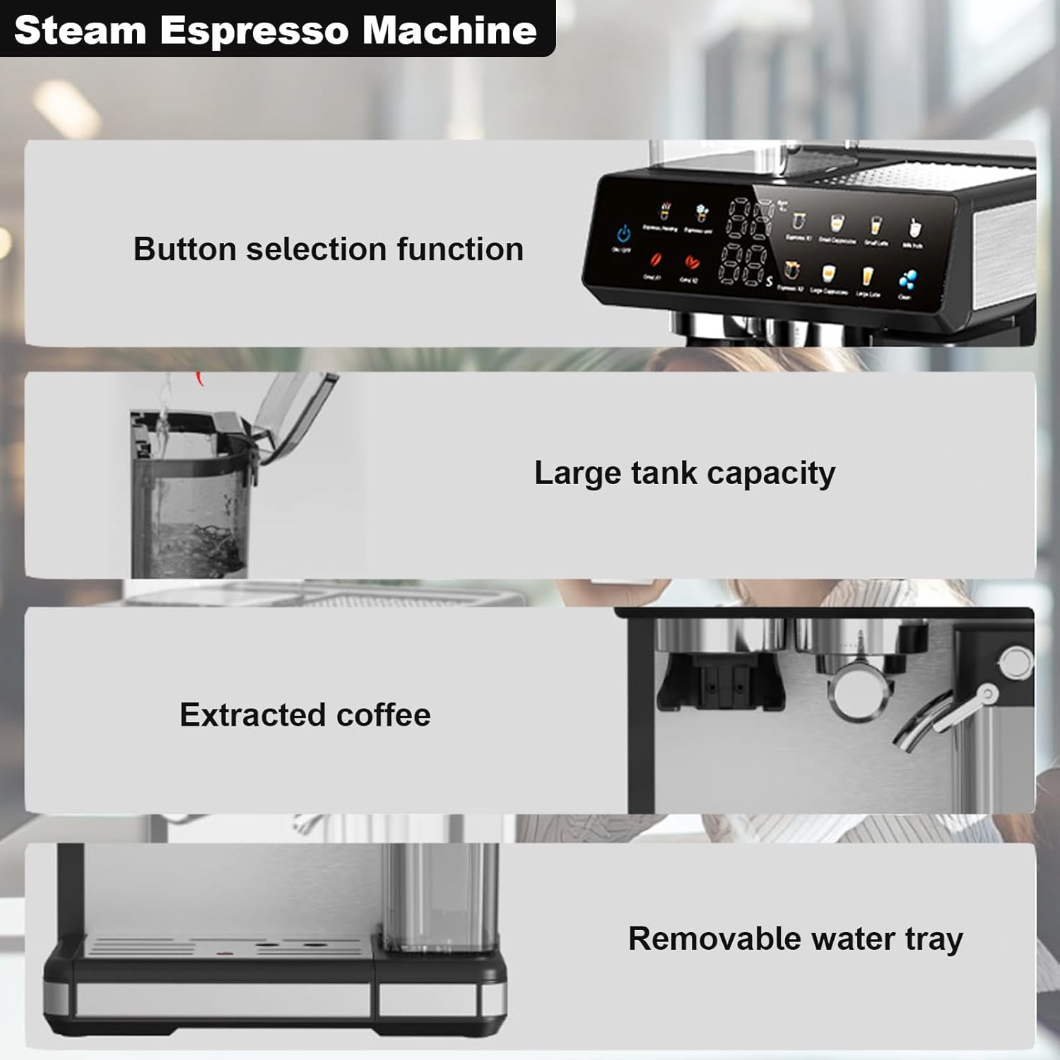 ORANGLES Automatic Coffee Machine | Italian‑Style Smart Grinder & Milk System - full product showcase - displaying specifications - Image 5 of 6 | adapts to any space | Automatic Coffee Machine | Italian‑Style Smart Grinder & Milk System deal New Jersey | Free Shipping ORANGLES