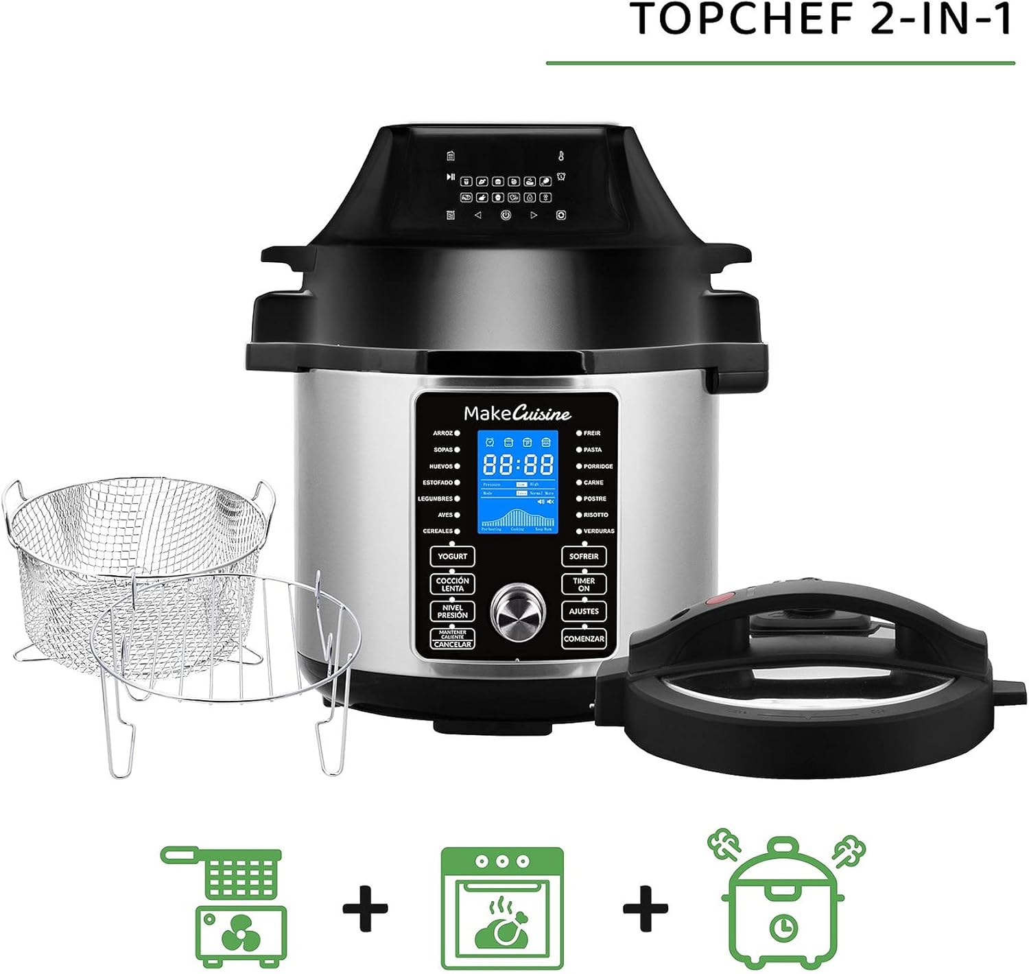 ORANGLES Ninja Pressure Cooker 6L Smart Air Fryer Combo - angled perspective - presenting advantages - Image 4 of 4 | fits any environment | Purchase Ninja Pressure Cooker 6L Smart Air Fryer Combo Michigan | Free Shipping ORANGLES