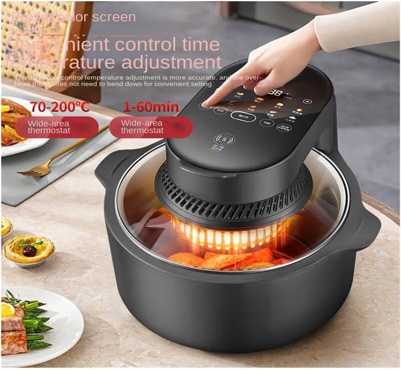 ORANGLES Air Fryer with Glass Basket 7.5L 18‑in‑1 Fast Cook - high resolution display - exposing craftsmanship - Image 2 of 5 | built for everyone | Air Fryer with Glass Basket 7.5L 18‑in‑1 Fast Cook for sale Georgia | Free Shipping ORANGLES