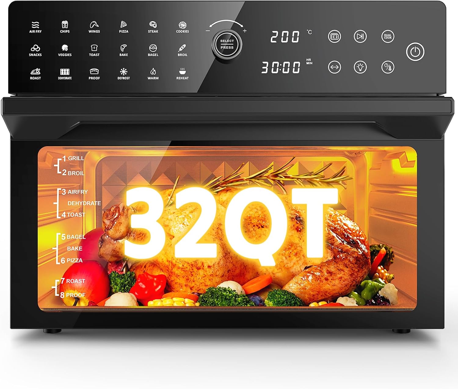 ORANGLES Toaster Oven Air Fryer Combo 32QT 18‑in‑1 Convection  - Main Product Image - professional product shot revealing details | Best price Toaster Oven Air Fryer Combo 32QT 18‑in‑1 Convection authentic product Ohio | ORANGLES